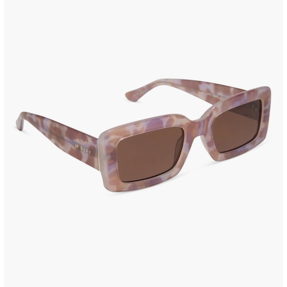 DIFF 53mm Rectangle Sunglasses – Pink Tortoise w/ Soft Case- NWT